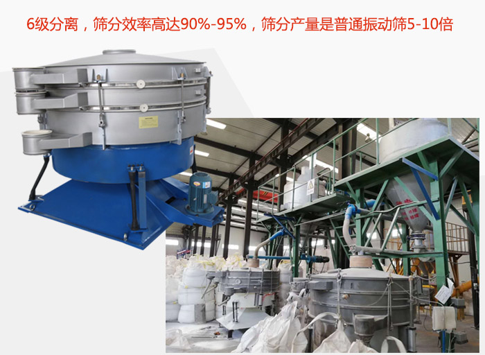 搖擺篩采用6級分離，篩分效率高達90%-95%，篩分產量是普通振動篩5-10倍